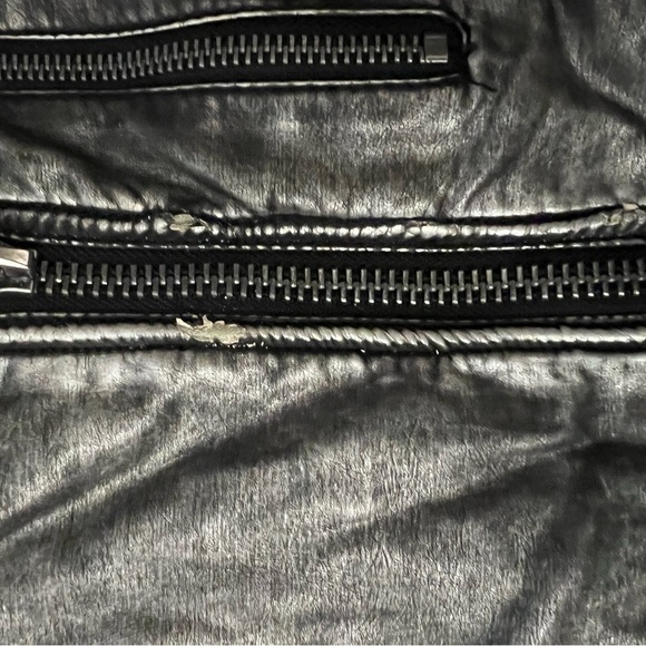 Sheryl Crow moto metallic look faux leather jacket with eagle sz L good conditio - Picture 13 of 13